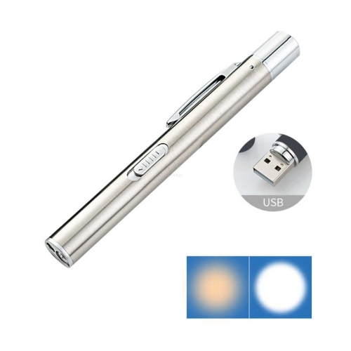 Latarka Laryngologiczna LED-USB - Metalowa ( dwa kolory światła )