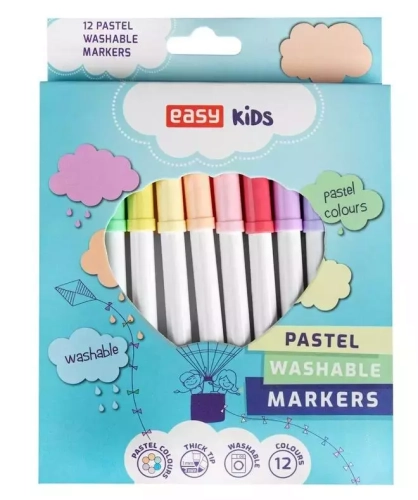 Pisaki zmywalne Pastel, 12 kolorów
