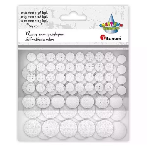 Rzepy samoprzylepne okrągłe białe 69kpl