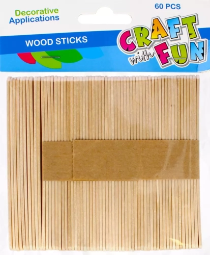 Patyczki drewniane płaskie naturalne (60 sztuk)