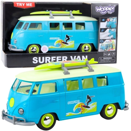 WOOPIE Samochód Bus Surfing Klasyczny Czerwony Ze Światłem I Dźwiękiem Model 1:14