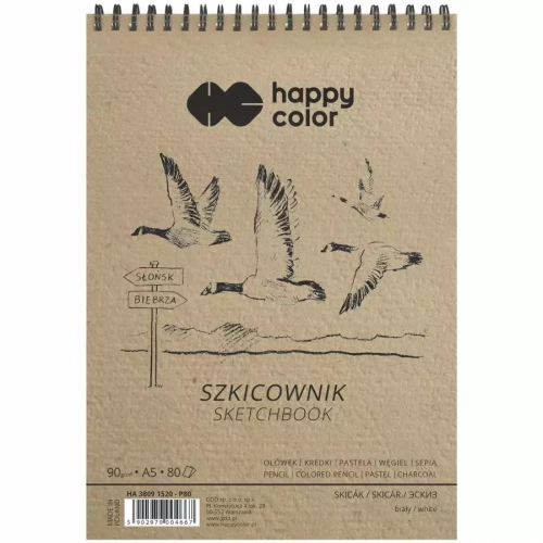 Szkicownik na spirali A5/80K Ptaki HAPPY COLOR