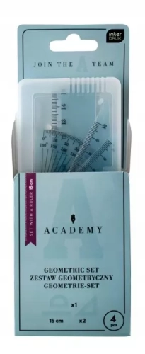 Zestaw geometryczny Academy z linijką 15cm mix