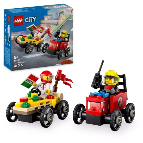 LEGO City Zestaw wyścigówek Pizza kontra wóz strażacki 60458