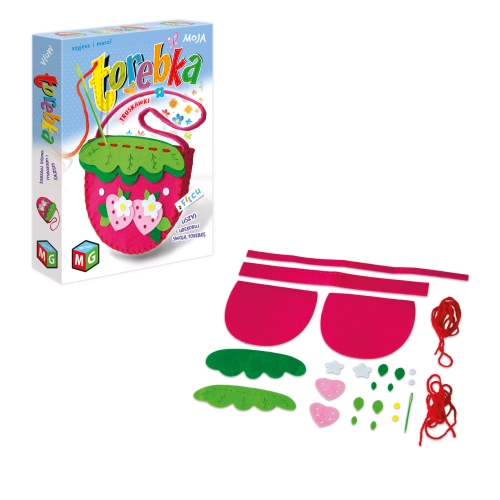 Moja torebka. Torebka filcowa truskawki, 26 elementów