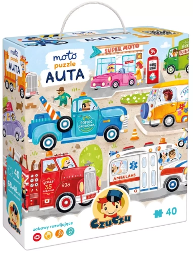 Moto puzzle 40 elementów. Auta