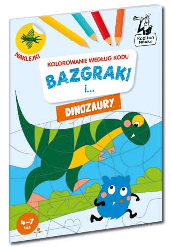 Kapitan Nauka. Kolorowanie według kodu. Bazgraki i dinozaury