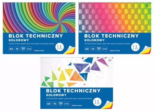 Blok techniczny A3, kolorowy, cena za 1 szt