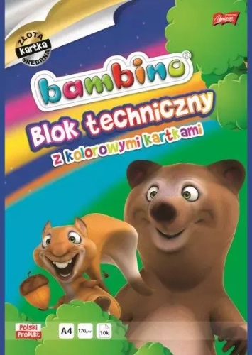 Blok techniczny A4 kolorowy 10k Bambino