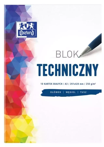 Blok techniczny Oxford A3 10k 250g Biały, cena za 1 szt