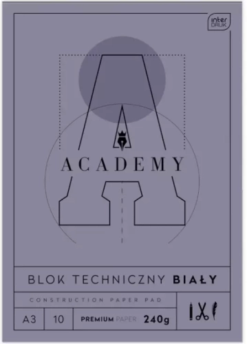 Blok techniczny A3/10k biały Academy Int Fol A 10
