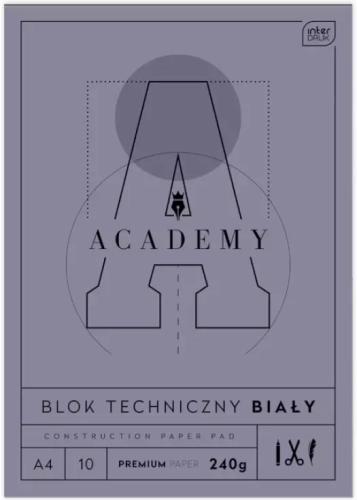 Blok techniczny A4/10k biały Academy Int Fol A 10, cena za 1 szt