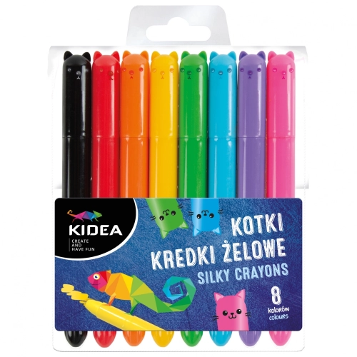 Kredki Gel 8 kolorów Kotki Derform Kidea Etui