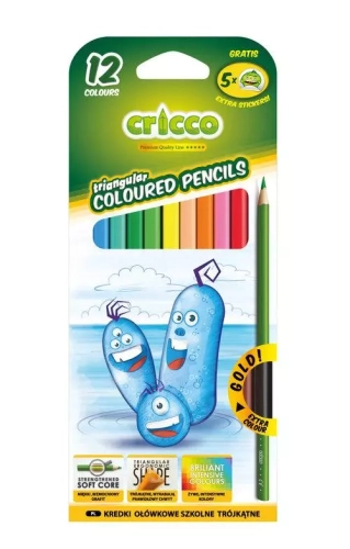 Kredki trójkątne 12 kolorów Cricco