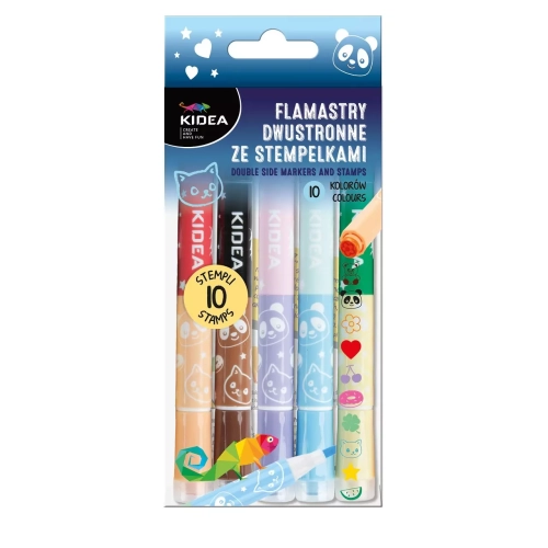 Flamastry dwustronne ze stempelkami Kidea 10 kolorów