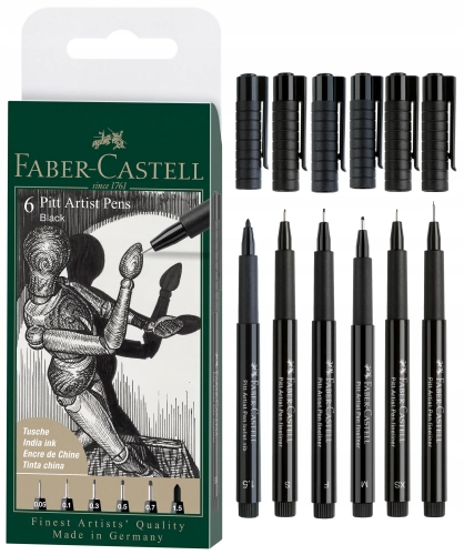 FABER-CASTELL Pisaki Artist Pen Pitt 6 sztuk BLACK