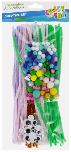 Zestaw kreatywny Pompony Druciki Oczy Pastelowe 262 Elementów Craft with Fun 553725
