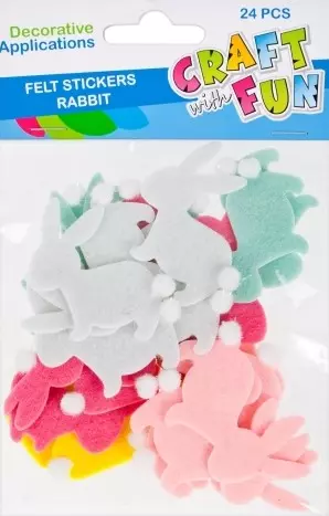 Naklejki filcowe. Królik z pomponem