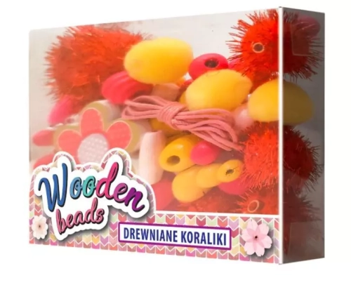 Koraliki drewniane małe różowe