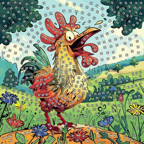 Zestaw naklejek pianowych, mozaika brokatowa Kogut 3D 642417