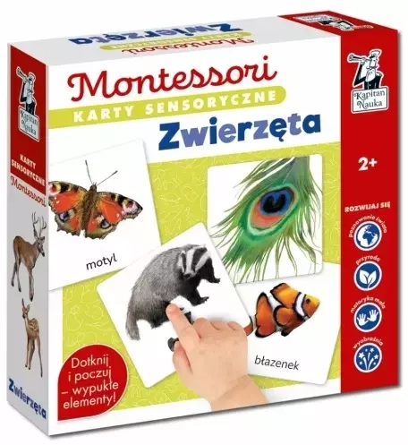 Kapitan Nauka. Montessori. Karty sensoryczne. Zwierzęta 2+