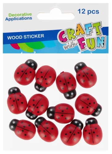 Ozdoba Dekoracyjna Drewniana Samoprzylepna Biedronki 12szt. Craft with Fun 567316