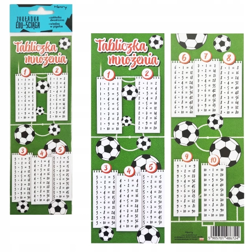 ZAKŁADKA EDUKACYJNA DWUSTRONNA ŚCIĄGA TABLICZKA MNOŻENIA PIŁKA HENRY