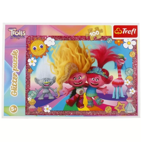 Puzzle 100el Glitter brokatowe Błyszczące Trolle Trolls 3 14829 Trefl