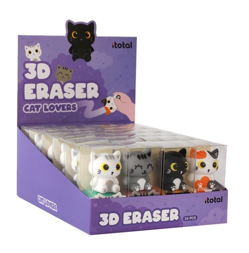 Display 24 szt. Gumka do zmazywania Kot mix 3D