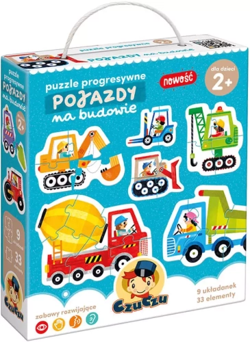 CzuCzu. Puzzle progresywne. Pojazdy na budowie