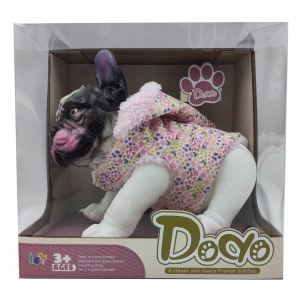 LALKA PIES BULDOG BIAŁY PRZYTULANKA DLA DZIECI REALISTYCZNA W UBRANKU 23CM