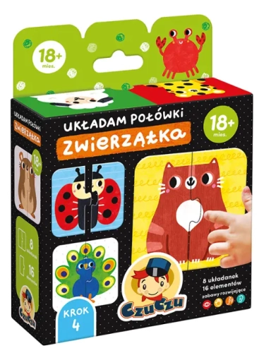 Puzzle CzuCzu 6w1. Układam połówki. Zwierzątka