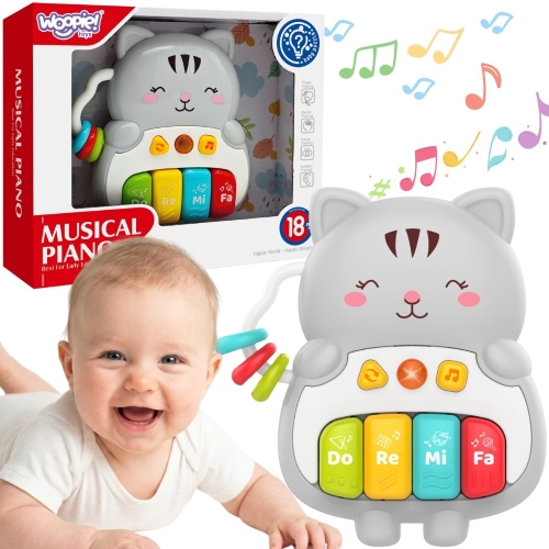 WOOPIE BABY Pianinko Interaktywne Kotek Muzyczne Organki Dźwięki Światło 18m+