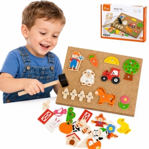 VIGA Przybijanka Drewniana Farma Tablica Korkowa Montessori