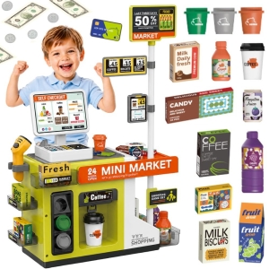 WOOPIE Kasa Sklepowa Samoobsługowa Mini Market Ekspres Akcesoria