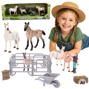 WOOPIE Zestaw Figurek Farma Konie Mały Farmer 11 el. Akcesoria