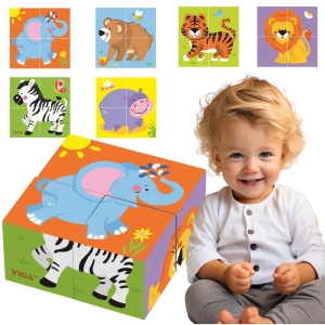 Viga Drewniana układanka Zoo Puzzle  4 klocki